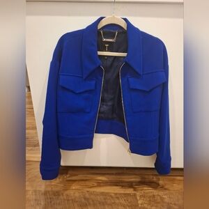 TED BAKER Elrosa Royal Blue Bomber Jacket For Women Size 2